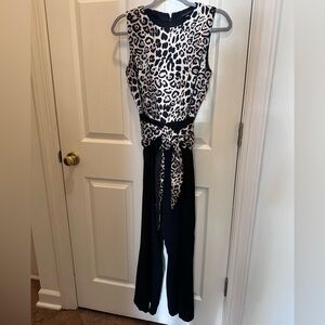 Alex Marie Black and Cream Leopard Print Top